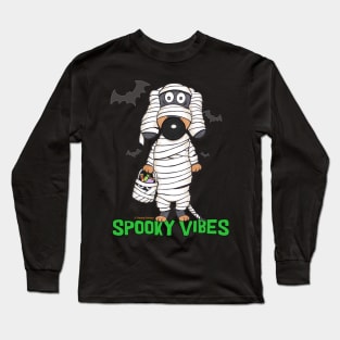 Funny Cute Halloween Mummy Spooky Vibes Long Sleeve T-Shirt